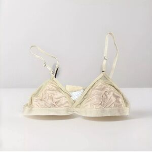 Anemone Bralette Cream Ivory Sz Small Triangle Unlined No Pads Stretch Bra Clasp
